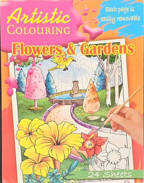 Flowers & Gardens Theme Artistic Colouring Book